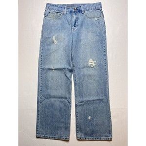 Men's URBAN UP PIPELINE Jeans 34x30 Distressed Relaxed Sraight Light Blue